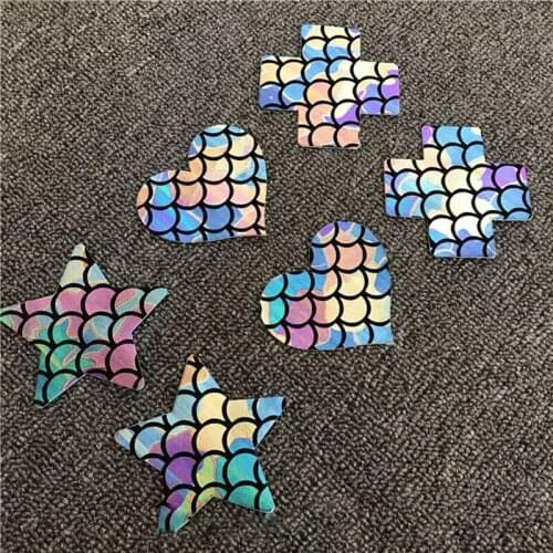 5 pairs/lot women disposable self adhesive nipples covers laser fish scale sequins breathable invisible bra sticker chest petals