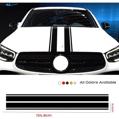 Car Hood Bonnet Cover Stripes Sticker Vinyl Decal For Mercedes Benz A GLA GLC CLA 45 AMG W176 C117 W204 W205 C63 Car Accessories