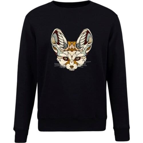 New Arrival Fennek Fox Animal Poker Design Mens Sweatshirt Fleece pullover hoodies Coat Novelty Tops Harajuku Streetwear