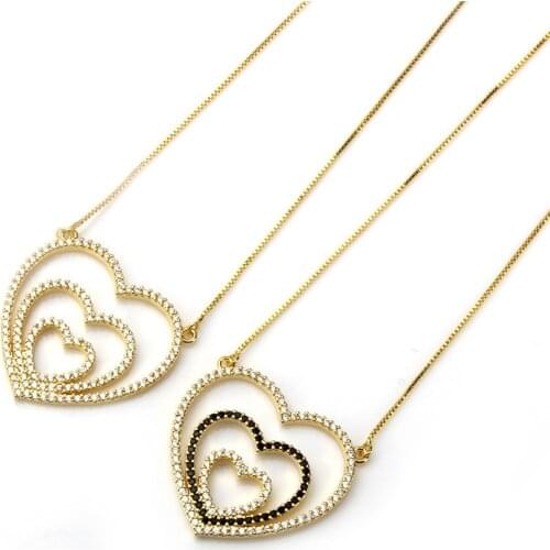 Hollow Heart Necklace for Women Stainless Steeel Rose Gold Filled Dubai African Jewelry Pendant Necklace Wedding Jewelry Gift