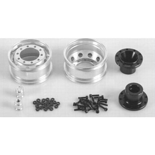 Pair Front Alloy Wide Wheels (2)for 1/14 Tractor Excavator Truck Tamiya RC8WD 6x6 8x8 trailer crawler RC SCANI MAN BENZ