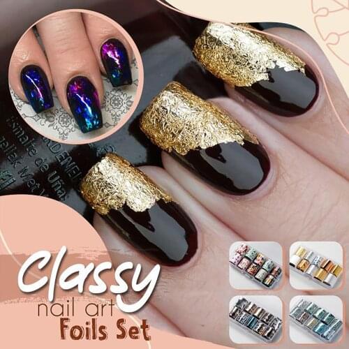 Nail Art Starry Sky Transfer Paper 10 Grid Box Set Exquisite Mirror Colorful Lace Star Glue Nail Applique