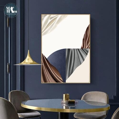 Nordic Abstract Geometric Scarf Color Block Wall Art Canvas Painting Orange Red Poster Print Wall Picture for Living Room Decor