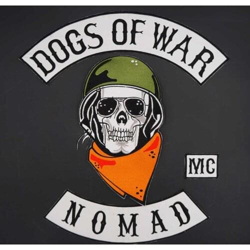 Dogs of War Nomad MC Large Embroidery Motorcycle Biker Patch Sticker For Clothing Hat Bags iron on backing