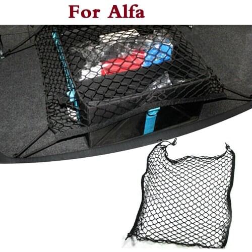 Car styling Car Trunk Luggage Storage Cargo Organiser Elastic Mesh Net 4 Hooks For Alfa Romeo 147 156 159 166 4C 8C Brera
