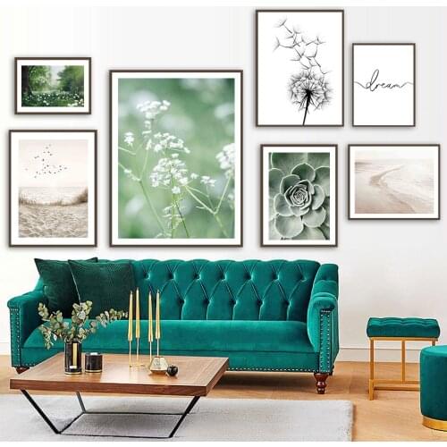 Succulents Dandelion Beach Green Grass Wall Art Canvas Painting Nordic Posters And Prints Wall Pictures For Living Room Decor
