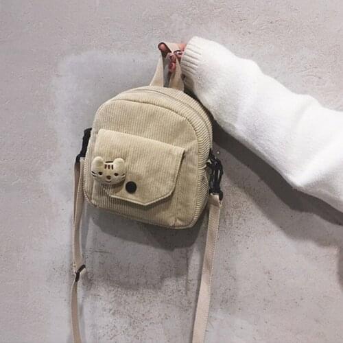 Cute Cartoon Pocket Corduroy Messenger Bag Cartoon Tiger Small Phone Purse Bag Toy Handbag Gift for Girls