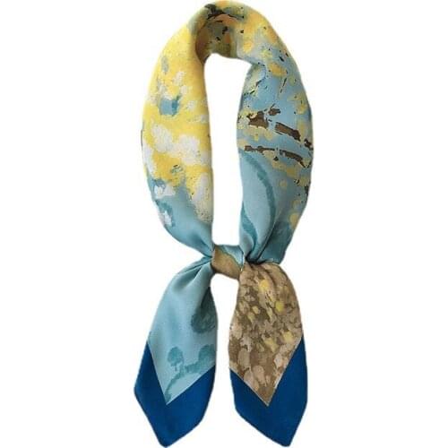 Yishine New 70*70cm Silk Finish Abstract Lucky Tree Printing Brand Women Luxury Scarf