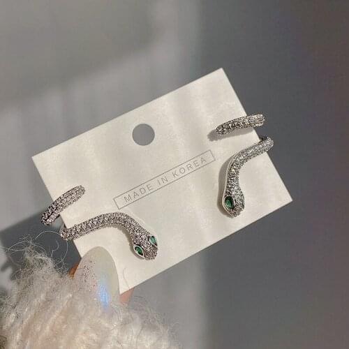 Punk Snake Shaped Zircon Ear Hook Fashion 2021 New Womens Ear Bone Clip Personality Integrated Design Ear Bone Clip
