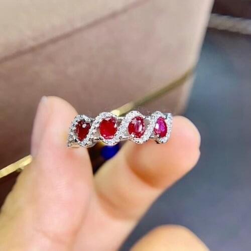 Ruby ring Free shipping Real and natural ruby 925 sterling silver gemstone Fine women jewelry