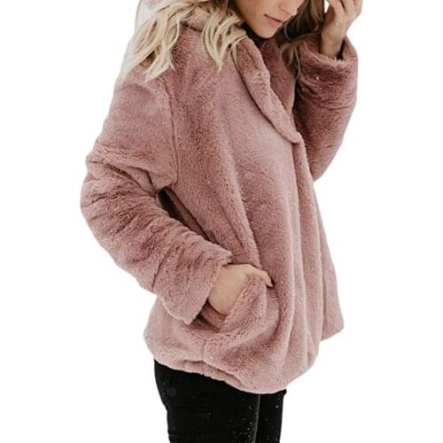 Faux Fur Winter Warm Women Coat Long Sleeve Gray Pink Brown Ladies Parka Outerwear Overcoats Korean Style Coats And Jackets D25