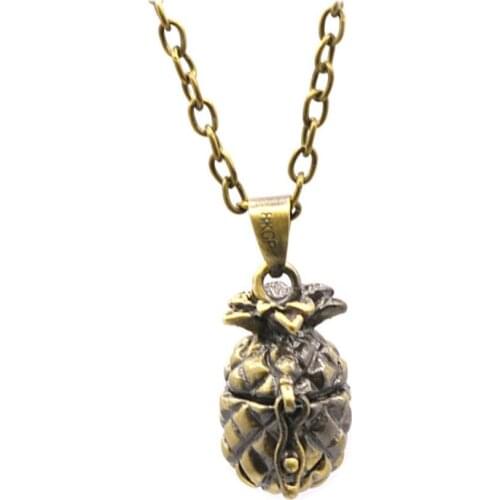 1PCS Retro Pineapple Pet Ashes Souvenir Mini Cremation Wishing Pendant Bronze Necklace Pendant