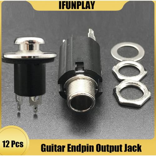 12pcs Guitar EQ Pickup Endpin Jack with Brass Endpin Cover 6.35mm Input for any Gutarra Output Guitarra accessories