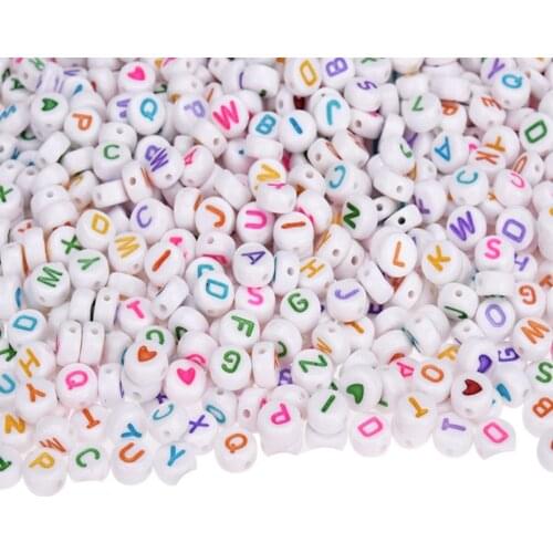 200pcs Fashion Accessories DIY For Jewelry Alphabet Mixed Color Letter Necklace Anklet Round Flat Acrylic Beads Handmade