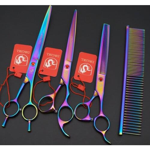 3 PCS DRGSKL 8.0 inch hair scissors pet scissors set, Repair the hair cut, professional hair hairdressing scissors + bag