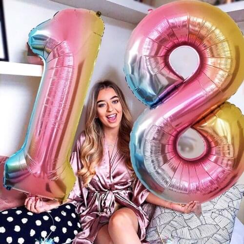 40Inch Giant Foil Number Balloons Air Helium Figures Wedding Adult Kids Birthday Party Decoration Supplies Large Digital Globos