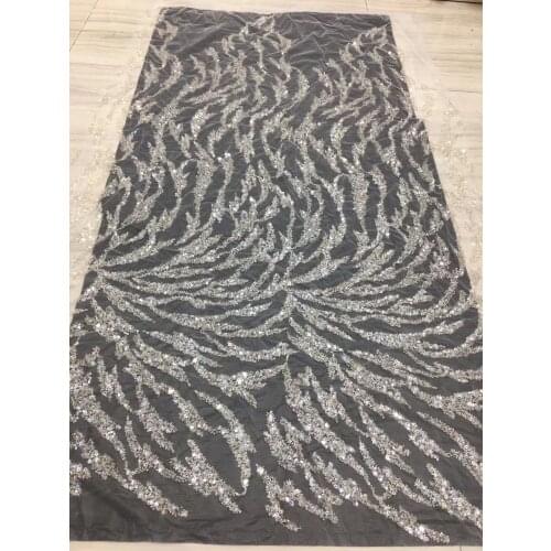 5yards/pc) High quality bling bling tube beads and sequins embroidered French net lace white African wedding tulle lace FSS438