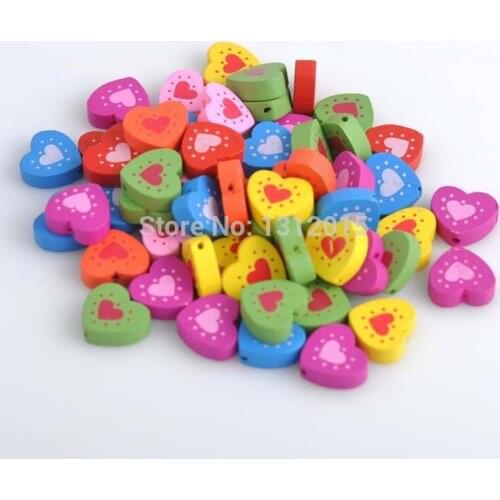 17mm 50pcs Mixed Wooden Heart Spacer Beads Scrapbooking Craft For Jewelry Handmade DIY Accessory JG-005X