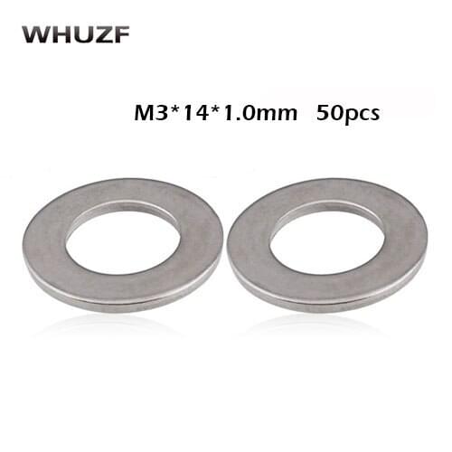 50Pcs M3*14*1.0mm DIN9021 GB96 304/A2-70 Stainless Steel Large Size Flat Washer HW138