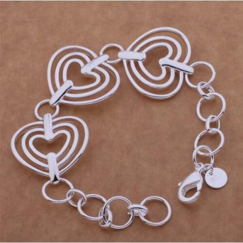 AH037 Hot sterling bracelet, sterling fashion jewelry Sanduo coronary heart /aifaizma awhajnoa silver color