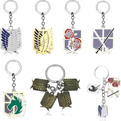 Anime Attack on Titan Cosplay Wings of Liberty Survey Corps Unicorn Rose Logo Cosplay Metal Keychain