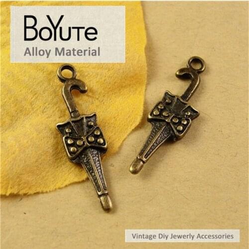 BoYuTe (50 Pieces/Lot) 27*8MM Vintage Style Antique Bronze Plated Metal Umbrella Pendant Charms for Diy Jewelry Findings