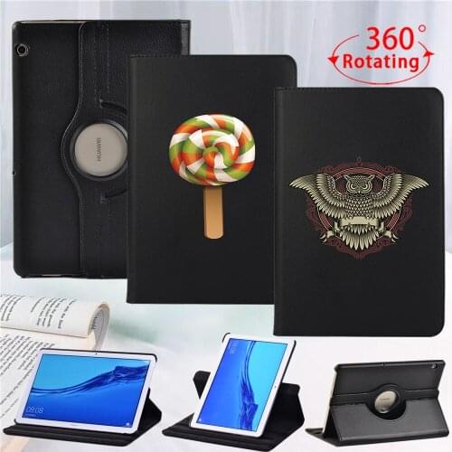 360 Degree Rotating Folio PU Leather Case Cover for Huawei MediaPad T3 10 9.6"/MediaPad T5 10 10.1" Tablet Case + pen