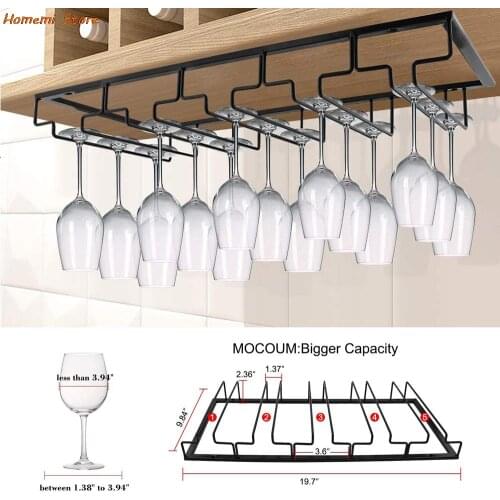 Wine Glasses Holder Stemware Hanging Rack Under Cabinet Stemware Organizer Glass Goblet Iron Rack Bar Kitchen Tool
