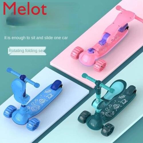 Baby Scooter Children Can Sit and Ride and Slide Childrens Three-in-One Luge Walker Car