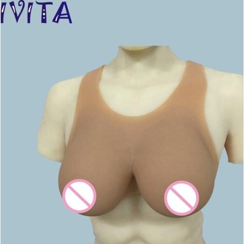 IVITA 4100g Suntan Huge Silicone Breast Forms Realistic Boobs For Crossdresser Transgender Drag-Queen Enhancer Cosplay Gift