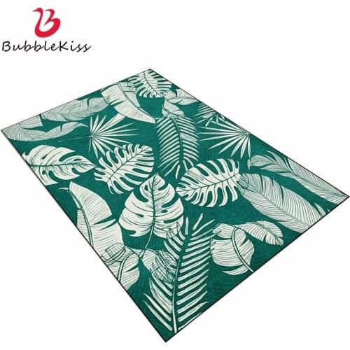 Bubble Kiss Carpets For Living Room Modern Style Carpet Tropical Fresh Green Plant Leaves Area Rug Soft Carpet Bedroom Decor Rug