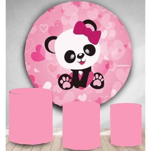 Circle backdrop round background pink panda theme birthday party decoration girl baby shower candy dessert table cover YY-99