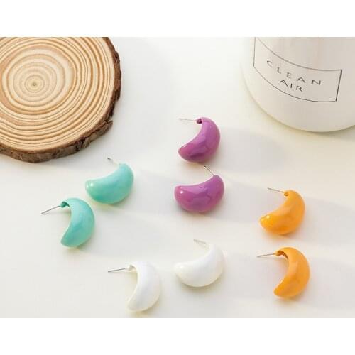 Minimalist Candy Color Geometric Stud Earrings for Women Girl Rainbow Metal Irregular Statement Earrings Holiday Party Jewelry