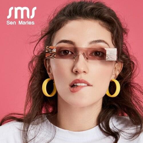 Fashion Rectangle Sunglasses Women 2020 Luxury Brand One Piece PU Leather Goggle Sunglasses Man Vintage Small Square Sun Glasses