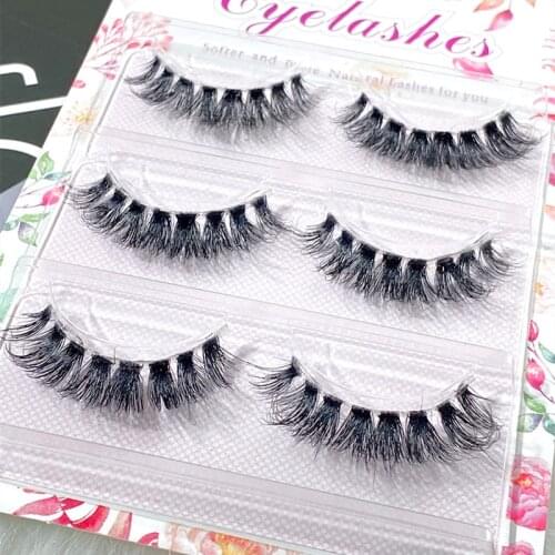 NEW 3pair Lashes 3D Mink Strip Lash Reusable False Eyelashes Crisscross Dramatic Lashes Lightweight Invisible Band Eye Lashes