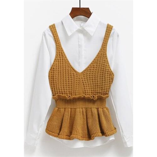 New Casual Big Size Women Knitted Vest Solid V-neck Tanks Basic Tops Autumn Outfits Lady Short paragraph Winter Bottomings WZ895