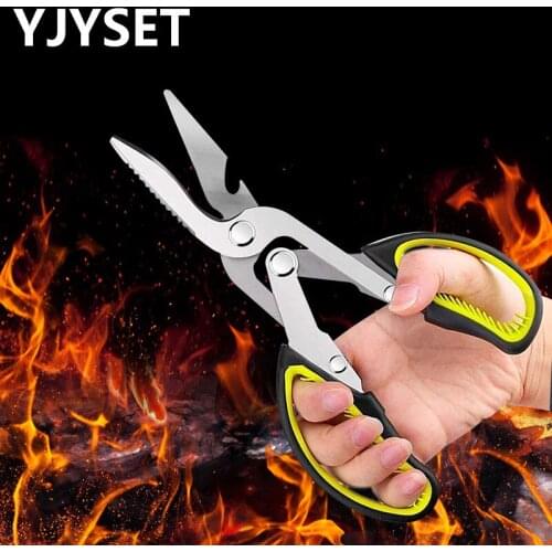 Kitchen Scissors 6 in 1 3cr13 Heavy Duty Curved Multifunctional Chicken Bone Scissors for Food Vegetable Fishing Cooking knife