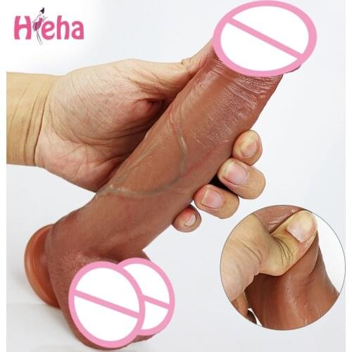Huge Dildo Erotic Soft Double-layer Silicone Big Dildos Realistic Penis Suction Cup Dick for Anal Orgasm Adult Sex Toy for Woman