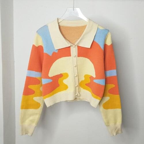 Fashion Womens Sweater 2020 Autumn New Lapel Slim Slim and Thin Color Knit Cardigan Cardigan