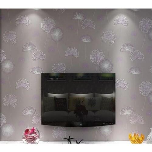 Beibehang Warm pastoral dandelion embossed wallpaper nonwovens wallpaper bedroom living room television scene 3d wallpaper roll