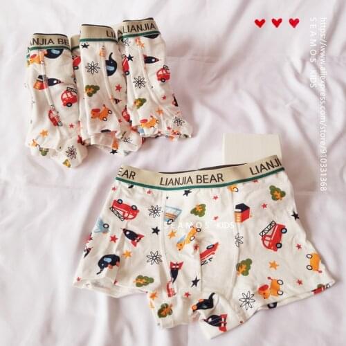4Pcs Lot Boys Underwear Boxer Car Design Kids Baby Cotton Shorts Childrens Briefs Soft Breathable 2 To 10 Years ZL42