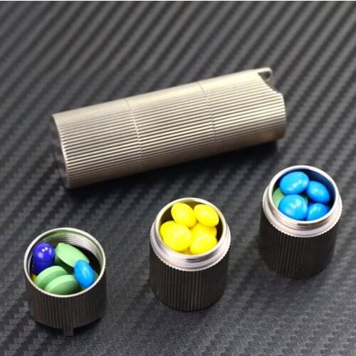H1131 Outdoor Titanium Alloy TC4 Layered Separate Storage Waterproof Bin Anti-Slip Pattern Pill Bottle Sealed Warehouse