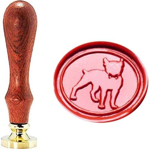 Vintage Labrador Dog Custom Picture Logo Wedding Invitation Wax Seal Sealing Stamp Rosewood Handle Set