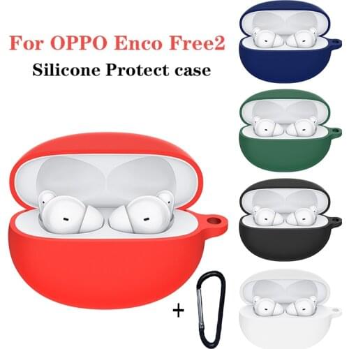 For OPPO Enco Free 2 Case Solid Color Non-slip Silicone Protect Earphones Cover for OPPO Enco Free 2 W52 Headphones Case