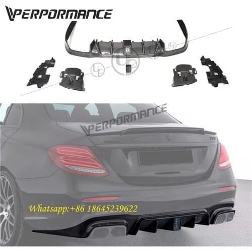 W213 B design rear diffuser with exhaust tips for W213 E63 carbon fiber rear lip B style mufflers 2013-2017y