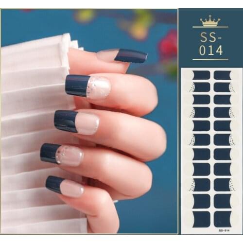 22Tips Green Shiny Nail Stickers Nail Polish Self Adhesive Manicure Decoration Nail Strips Nail Accessories Stickers for Nails