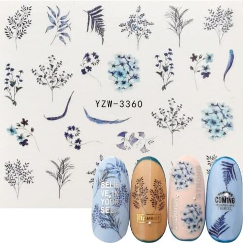 1 Sheet Nail Flower Leaves Decor Water Decal Chic Sticker for Nails Pattern Painting Wrap Paper Foil Tip Tattoo Manicure YZWLE