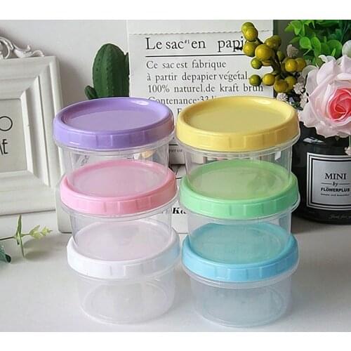 10/20pcs/set 250ml Slime Container Box With Macaron Color Lids Plastic Clear Storage Box For Fluffy Cloud Clear Crystal Slime