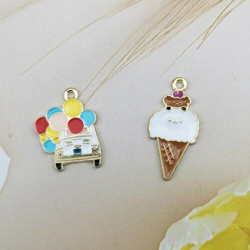 10pcs balloon car Ice cream enamel charm for jewelry making and crafting fashion earring pendant bracelet necklace charms