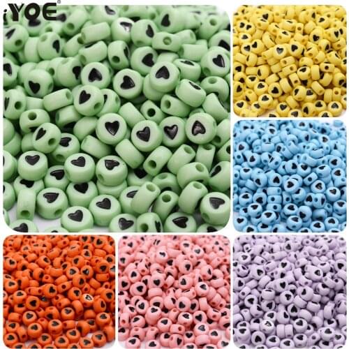 100/200/300/500pcs/lot Round Heart Beads For Jewelry Making Colorful Acrylic Beads For Bracelet Handmade Diy Bracelet Necklace